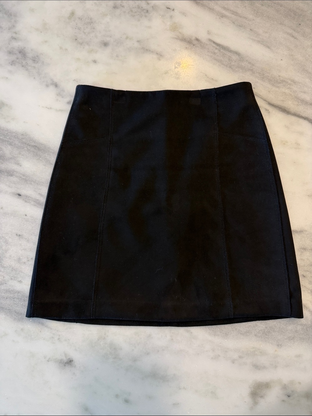 LOFT Black Suede-Look Mini Skirt